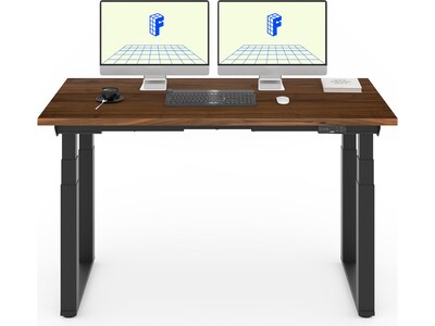 FlexiSpot E7Q 60"W Electric Adjustable Standing Desk, Black Walnut/Black (E7QB6030-BW)