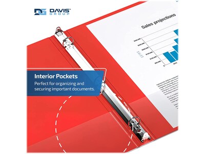 Davis Group Premium Economy 1" 3-Ring Non-View Binders, Red, 6/Pack (2311-03-06)