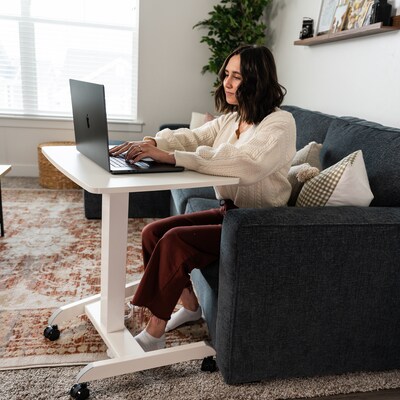 Mount-It! Height Adjustable Rolling Laptop Desk, Holds 17 lbs., White (MI-7997)