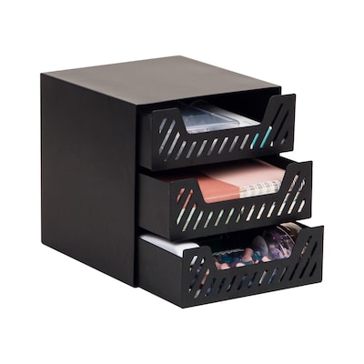 Mind Reader Metal Desk Organizer, Black (3SLDR-BLK)