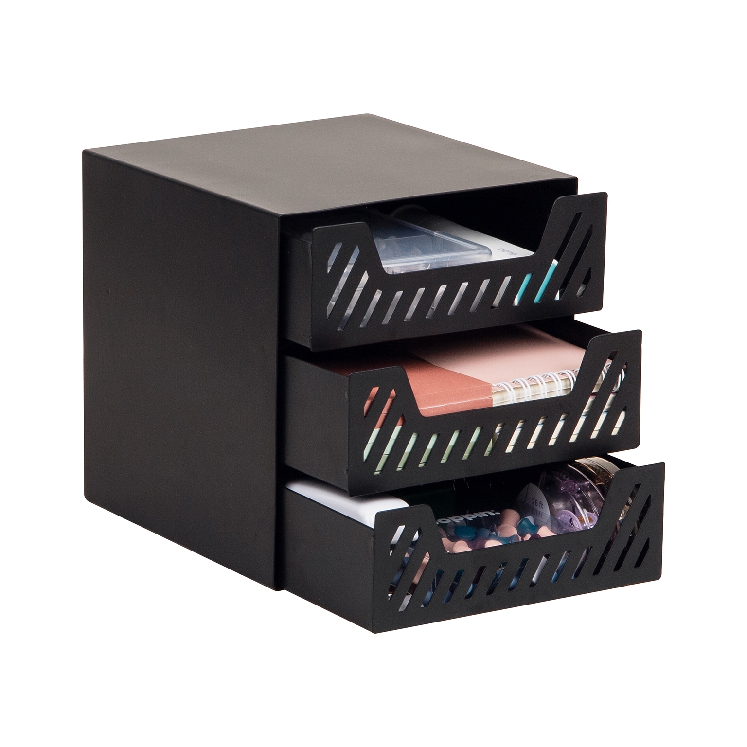 Mind Reader Metal Desk Organizer, Black (3SLDR-BLK)