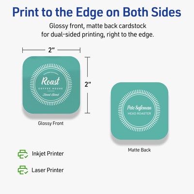 Avery Integrated Cards, 2" x 2", Glossy White, 300/Pack (95292)