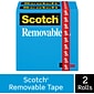 Scotch® Removable Invisible Tape, 3/4" x 36 yds., 2 Rolls (811)