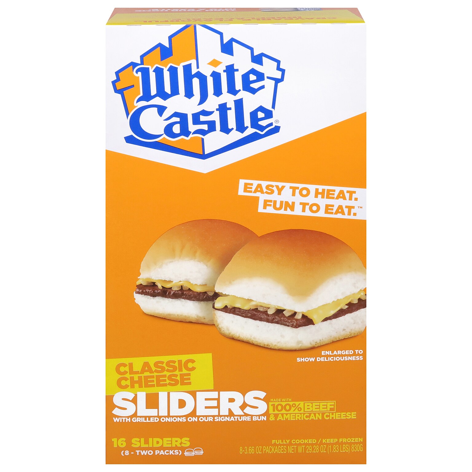 White Castle Individually Wrapped Original Cheeseburger Slider, 29.28 oz, 16/Pack (220-02462)