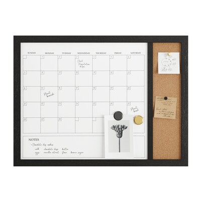 Martha Stewart Everette Magnetic Cork-Dry Erase Monthly Calendar Combo Set, Engineered Wood Frame, 24"x18" (BRPMCO4C14561BK)