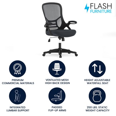 Flash Furniture Porter Ergonomic Mesh Swivel High Back Office Chair, Dark Gray/Black (HL00161BKDKGY)