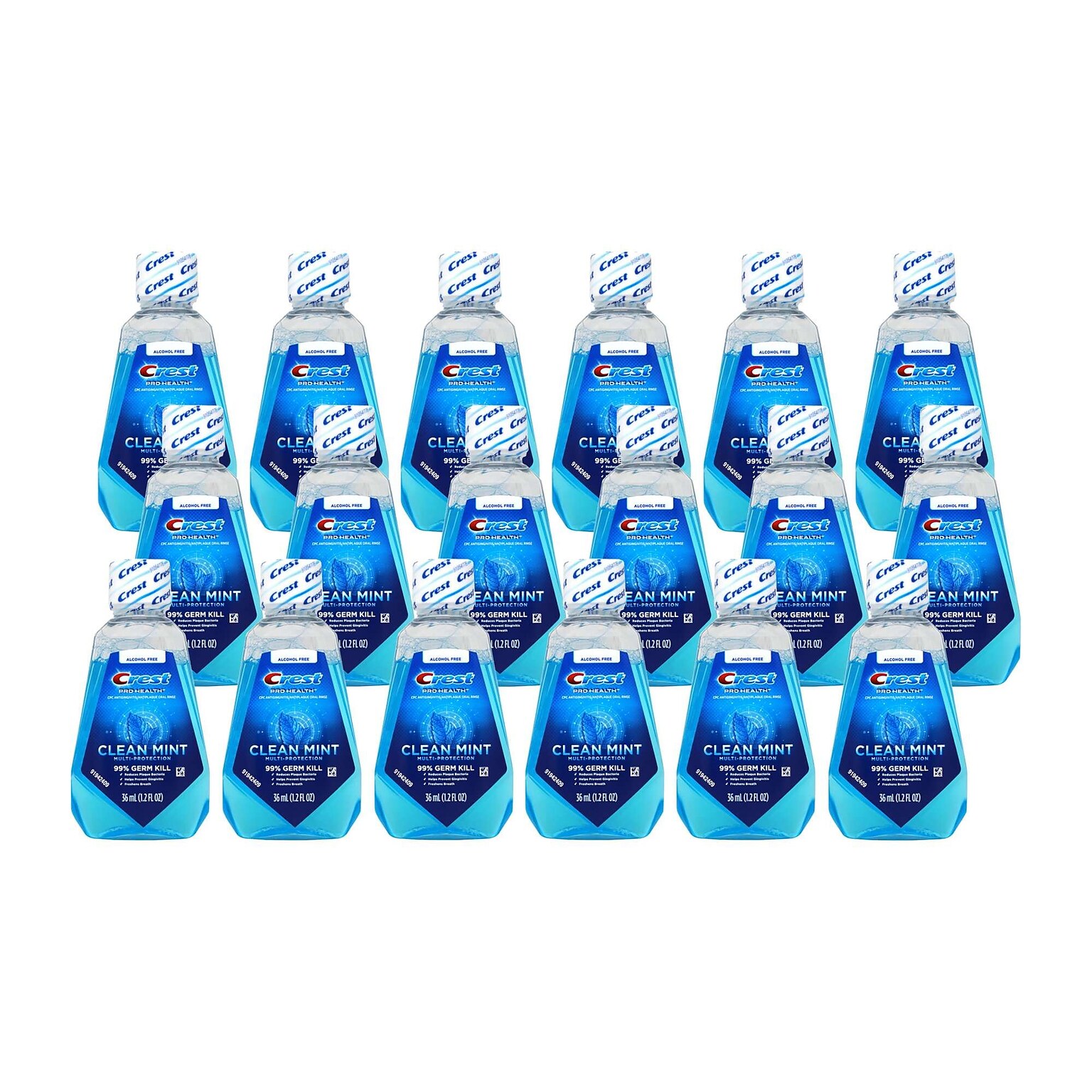 Crest Pro-Health Multi-Protection Mouthwash, 1.22 oz Travel Size Bottle, 18 Bottles/Bag, 12 Bags/Carton