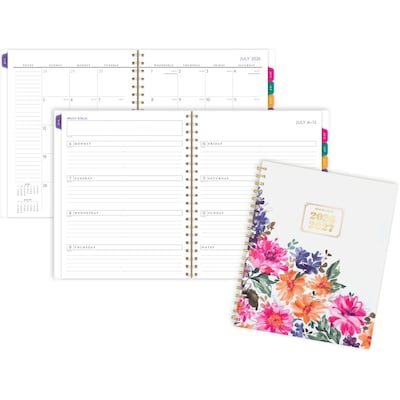 2026-2027 AT-A-GLANCE BADGE Floral 8.5 x 11 Academic Weekly & Monthly Planner, Plastic Cover, Multicolor (1791-905A-27)