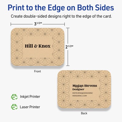 Avery Business Cards, 2-1/2" x 3-1/2", Matte Kraft Brown, 300/Box (95328)