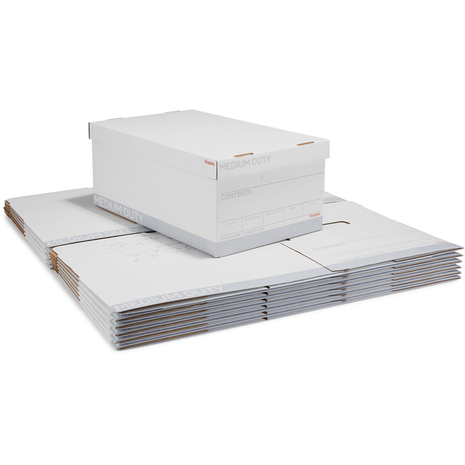 Staples Medium Duty File Box, Lift Off Lid, Legal, White/Gray, 12/Carton (TR59217)