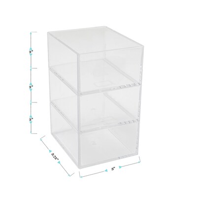 Martha Stewart Brody Stack and Slide Plastic Tray Office Desktop Organizer, Clear, 3/Set (BEPB45173CLR)