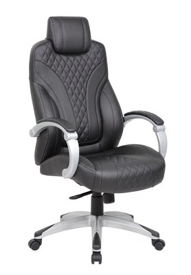 Boss Ergonomic Vinyl Swivel Executive Chair, Black (B8871-BK)