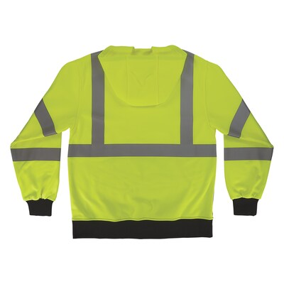 Ergodyne GloWear 8311BK High Visibility Long Sleeve Black Bottom Hooded Sweatshirt, ANSI Type R Class 3, Lime, Medium (22873)