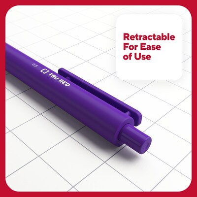 TRU RED™ Retractable Quick Dry Gel Pens, Fine Point, 0.5mm, Assorted, 12/Pack (TR54491)