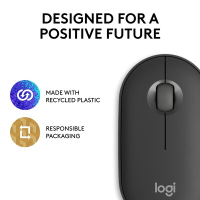 Logitech Pebble 2 M350s Wireless Ambidextrous Optical Mouse, Tonal Graphite (910-007024)