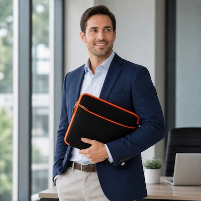 Vangoddy 17" Laptop Sleeve, Black/Orange (NBKLEA259)