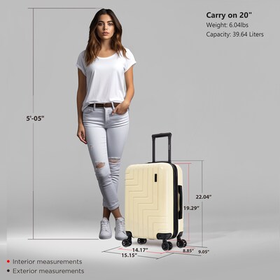 DUKAP Zahav 22.04" Hardside Carry-On Suitcase, 4-Wheeled Spinner, TSA Checkpoint Friendly, Sand (DKZAH00S-SAN)