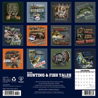 2025 Willow Creek Buck Wears Hunting & Fishing Tales 12 x 12 Yearly Wall Calendar (41970)