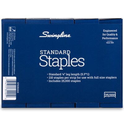 Swingline Standard Staples, 0.25 Leg Length, 5000 Staples/Box, 5 Box/Pack (S7035101S)