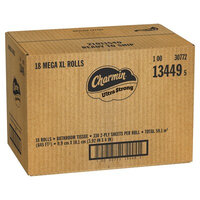 Charmin Ultra Strong Mega XL Toilet Paper, 2-Ply, White, 330 Sheets/Roll, 6 Rolls/Pack, 3 Packs/Carton (04308)