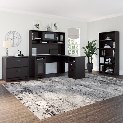 Bush Furniture Cabot 66"H 5-Shelf Bookcase with Adjustable Shelves, Espresso Oak Laminated Wood (WC31866)