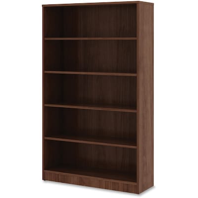 Lorell 60 5-Shelf Bookcase with Adjustable-Shelves, Walnut Laminate (LLR99789)