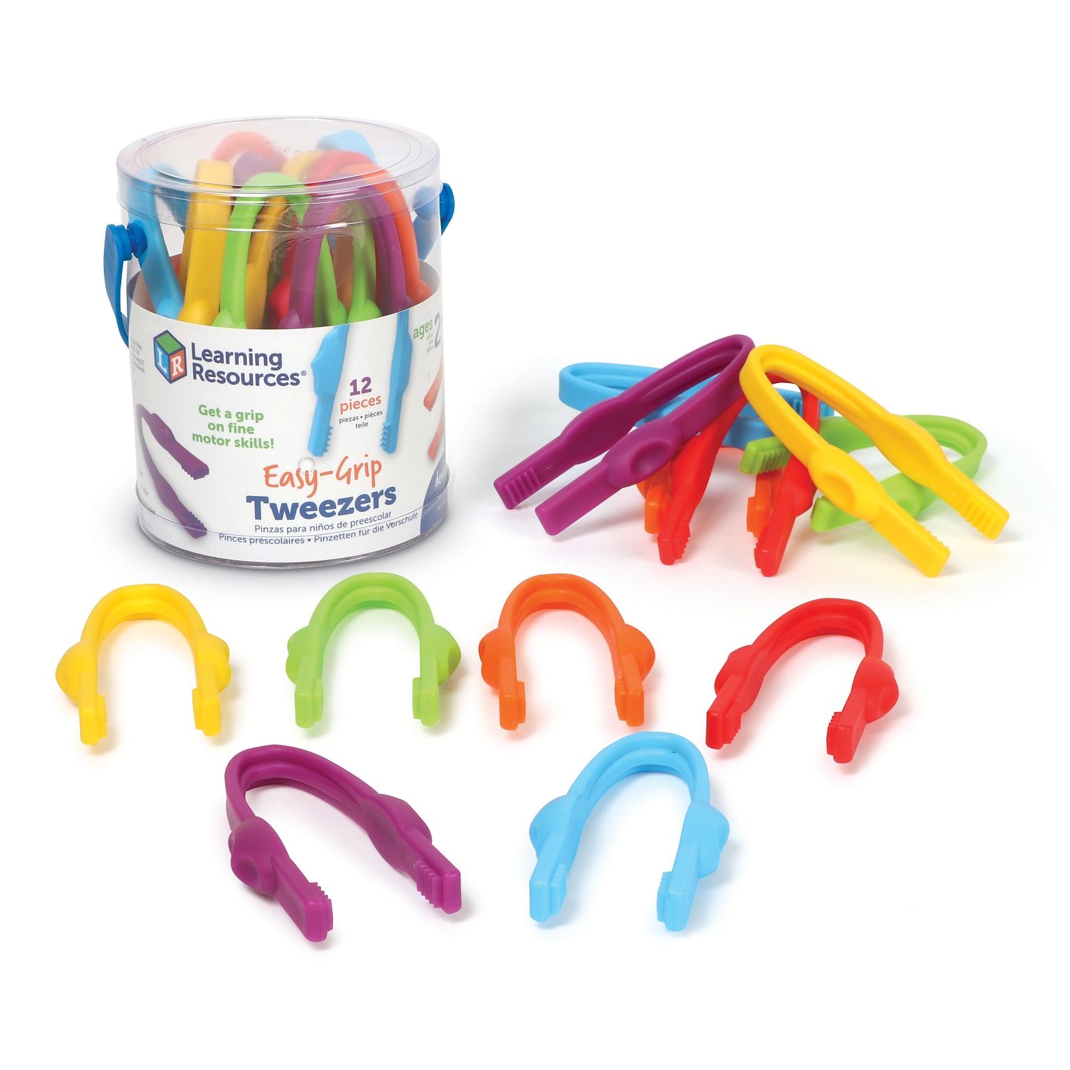 Learning Resources Easy-Grip Tweezers, 12/Pack (LER2965)