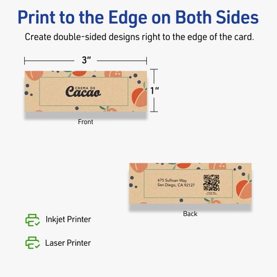 Avery Business Cards, 1" x 3", Matte Kraft Brown, 800/Box (95283)