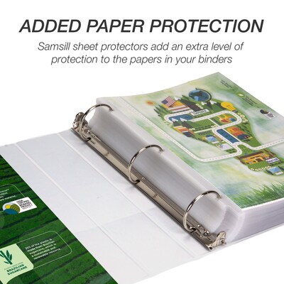 Samsill Earth's Choice Plant-Based Durable 2" View Binder,3-Ring , Made in USA, White (18967)
