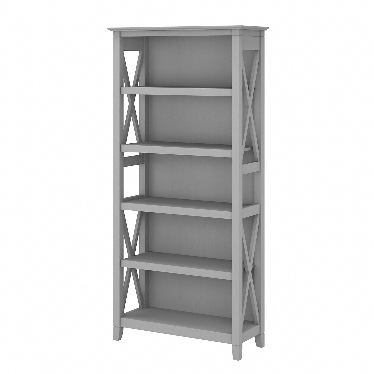 Bush Furniture Key West 66H 5-Shelf Bookcase with Adjustable Shelves, Cape Cod Gray Laminated Wood (KWB132CG-03)