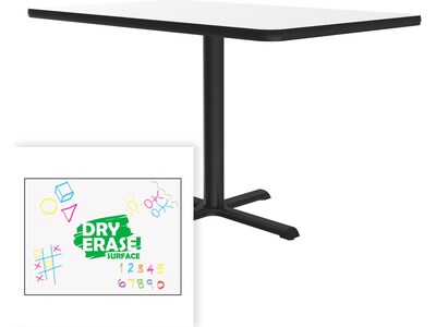 Correll Dry-Erase Markerboard Cafe Table, 30" x 48", Frosty White/Black (BCT3048DE-80)