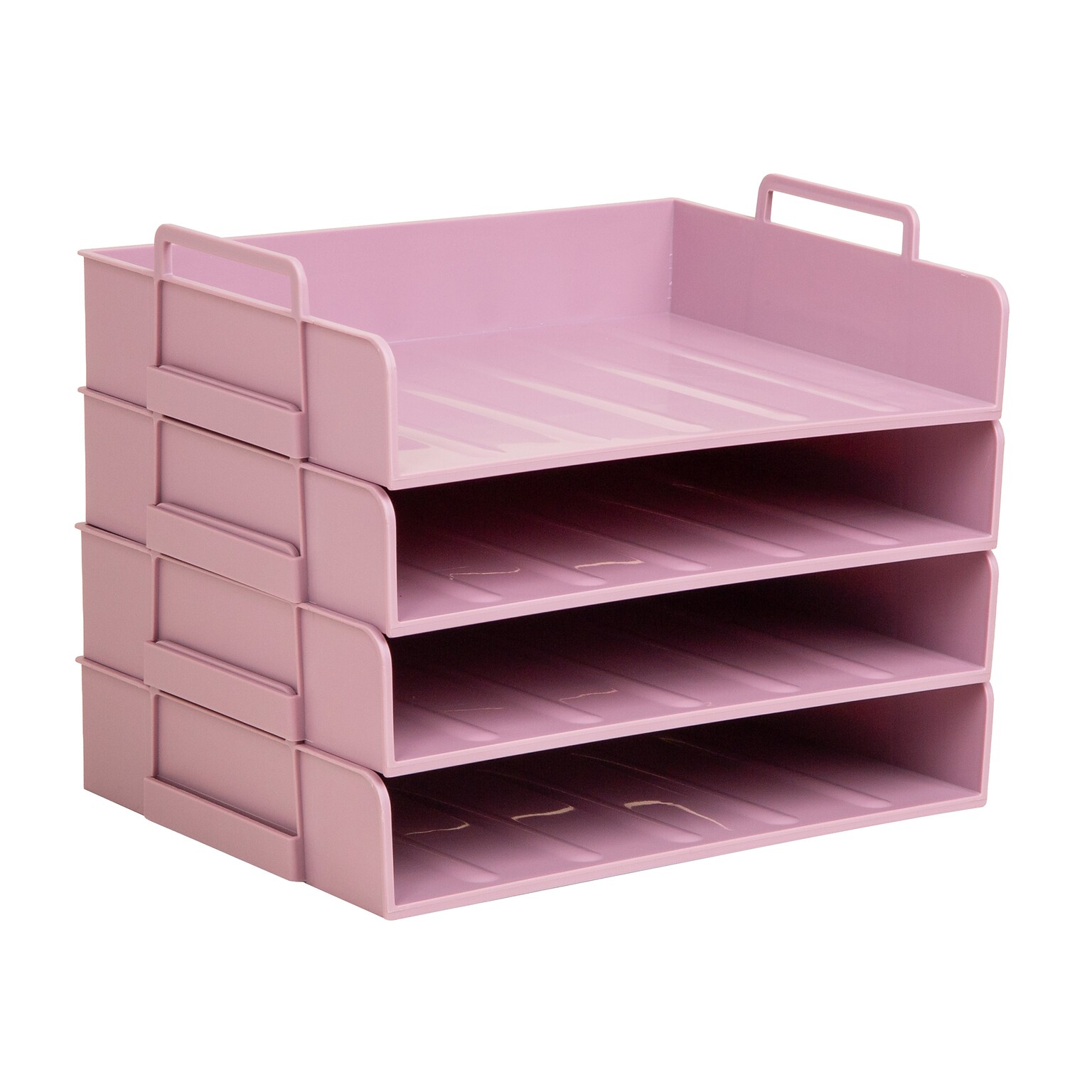 Staples Plastic Side Loading Stackable Letter Tray, Letter Size, Dusty Pink, 4/Pack (ST63888)