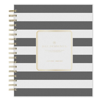 2026-2027 Blue Sky Day Designer 8 x 10 Academic Year Daily & Monthly Planner, Plastic Cover, Rugby Stripe (137885-A27)