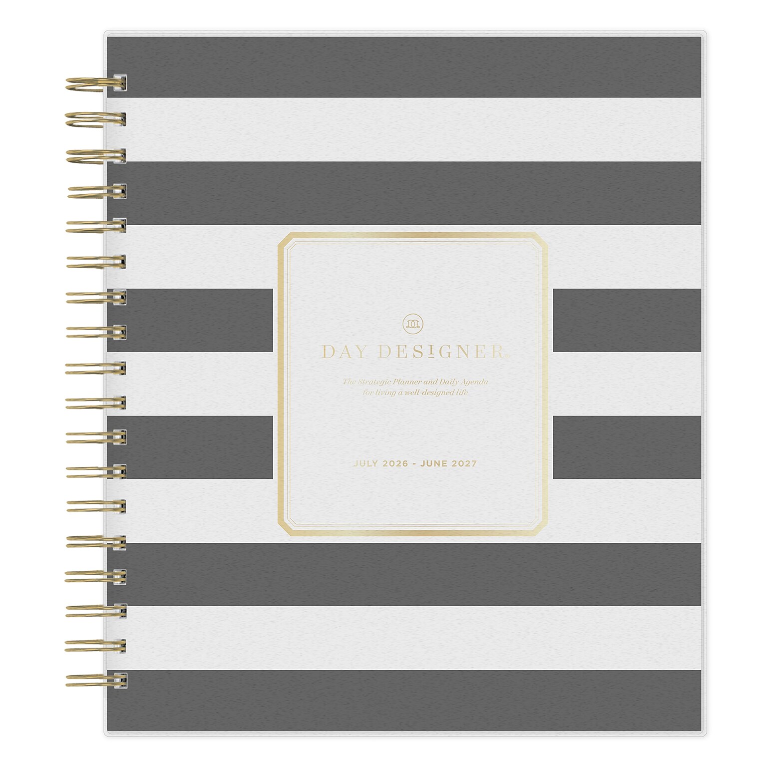 2026-2027 Blue Sky Day Designer 8 x 10 Academic Year Daily & Monthly Planner, Plastic Cover, Rugby Stripe (137885-A27)