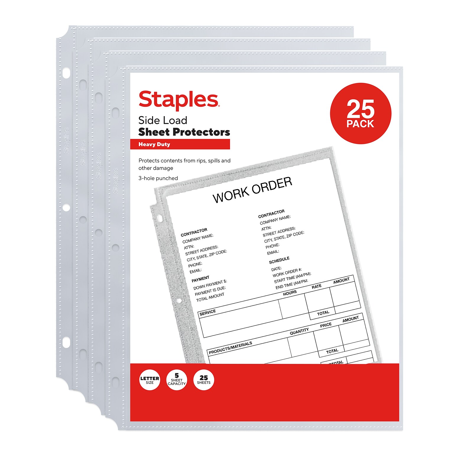 Staples Heavyweight Sheet Protector, 8.5 x 11, Clear, 25/Pack (76001)