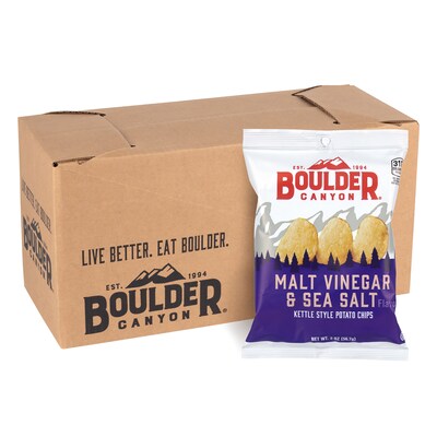 Boulder Canyon Malt Vinegar & Sea Salt Potato Chips, 2 oz., 8/Box (220-02560)