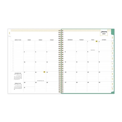 2027 Blue Sky Day Designer Peyton White 8.5" x 11" Calendar Year Weekly & Monthly Planner, Plastic Cover, White (103618-27)