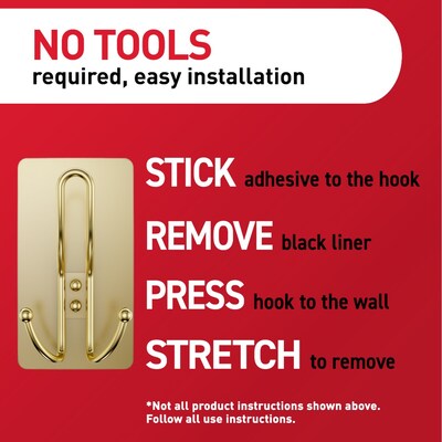 Command Extra Large Decorative Hook, Satin Brass, 2/Pack (17038BR-2ES)