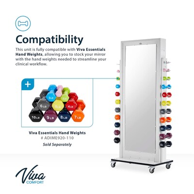 Viva Comfort Mobile Cuff Weight and Dumbbell Mirror Rack with Dumbbells, Gray (ME908-01-920-1102PK-MK)