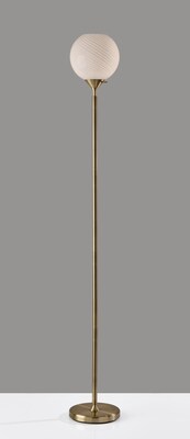 Adesso Swirl Torchiere 73.75"H Antique Brass Floor Lamp with Round Shade (3265-21)
