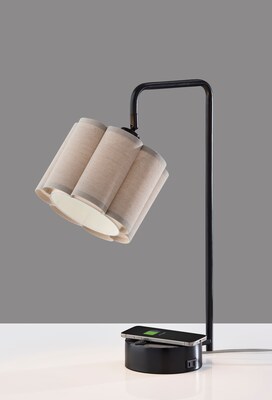 Adesso Dover Supercharger Incandescent Desk Lamp, 22.25"H, Black/Beige (2616-01)