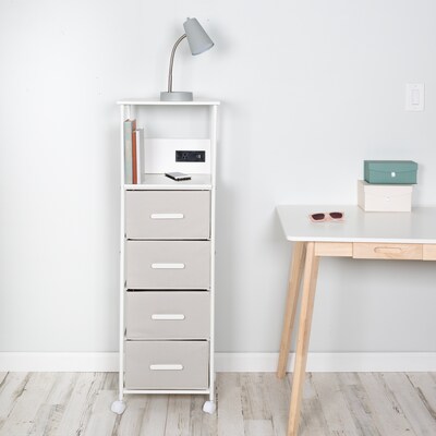 Honey-Can-Do 2-Shelf Mobile Dorm Cart with Lockable Wheels, White (CRT-10000)