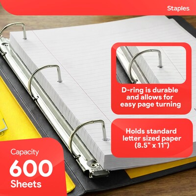 Staples 3" 3-Ring Better Binder, D-Ring, Yellow (ST55895-CC)