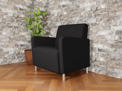 Lesro Ravenna Fabric Guest Chair, Open House Black/Brushed Steel (RV1201.FBS-01OHBK)