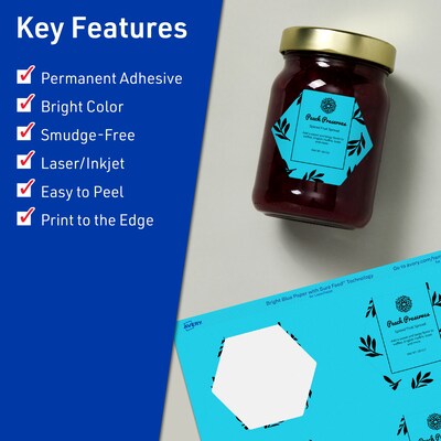 Avery Printable Decorative Edge Multipurpose Labels, 2-1/2 x 2-57/64, Bright Blue, 60/Pack (94121)
