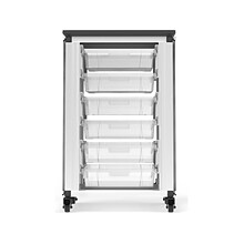 Luxor Mobile 6-Section Modular Classroom Storage Cabinet, 28.75H x 18.2W x 18.2D, White (MBS-STR-