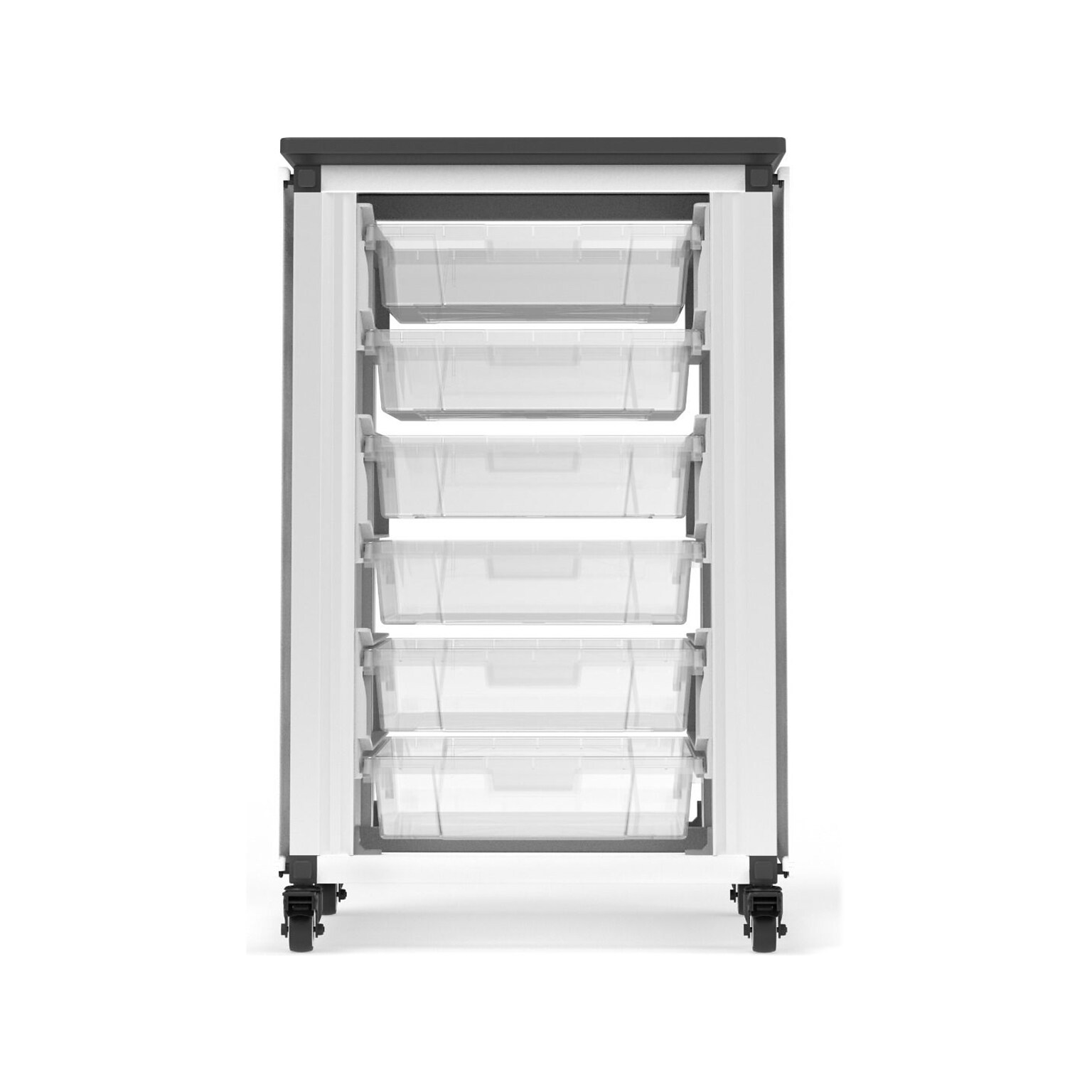 Luxor Mobile 6-Section Modular Classroom Storage Cabinet, 28.75H x 18.2W x 18.2D, White (MBS-STR-11-6S)