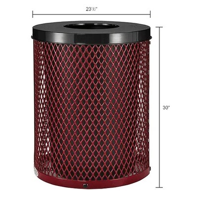 Global Industrial Outdoor Diamond Steel Trash Can w/ Flat Lid, 36 Gallon, Red (261924RD)