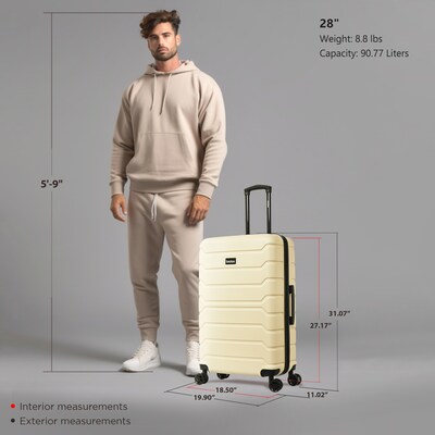 InUSA Trend 31.07 Hardside Suitcase, 4-Wheeled Spinner, TSA Checkpoint Friendly, Sand (IUTRE00L-SAN)