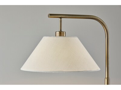 Simplee Adesso Hayes 58" Antique Brass Floor Lamp with Tapered White Shade (SL1181-21)